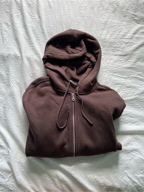 Women's Brown Zip-Up Hoodie - Brand Not Visible